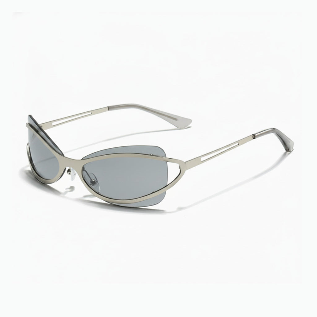 Silver Oval Shield Sunglasses With Tinted Lens – eyewear (view 1)