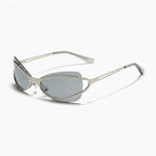 Silver Oval Shield Sunglasses With Tinted Lens – eyewear (view 1)