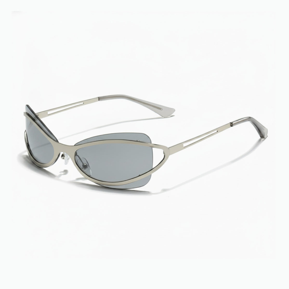Silver Oval Shield Sunglasses With Tinted Lens – eyewear (view 1)