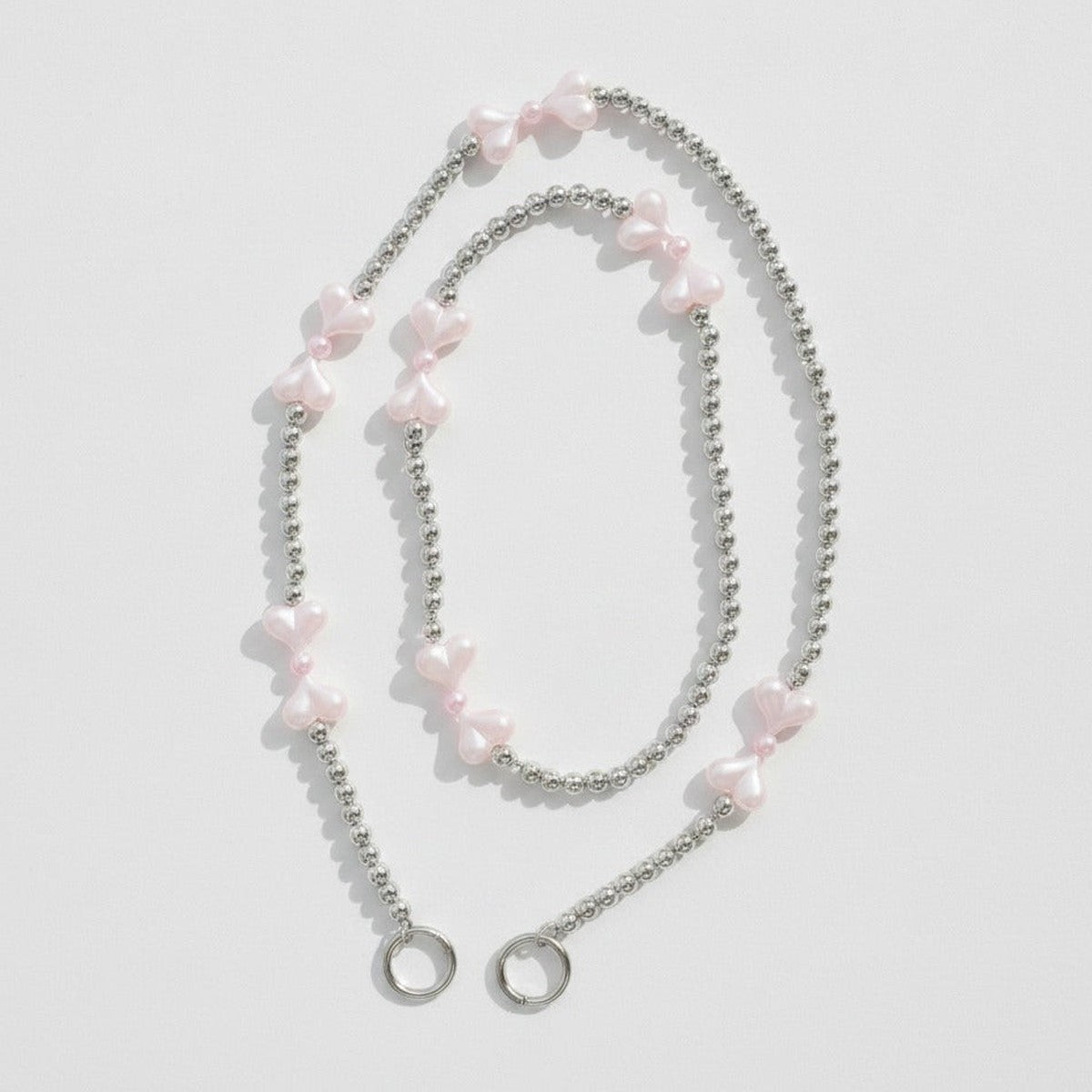 Double Heart Pearl Keychain - Pink