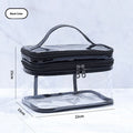 Thick PVC Clear Travel Toiletry Pouch - Black