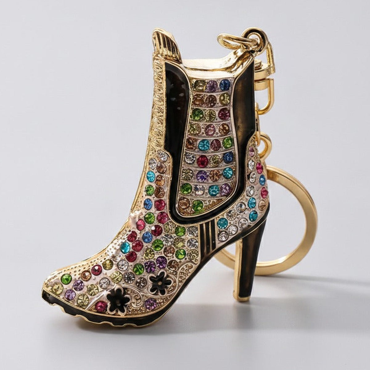 Rhinestone Cowboy Boot Keychain - Multicolor