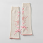 Star & X Knit Crew Socks - White & Pink