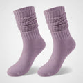 Slouchy Ribbed Crew Socks - Purple