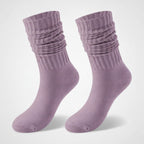 Slouchy Ribbed Crew Socks - Purple