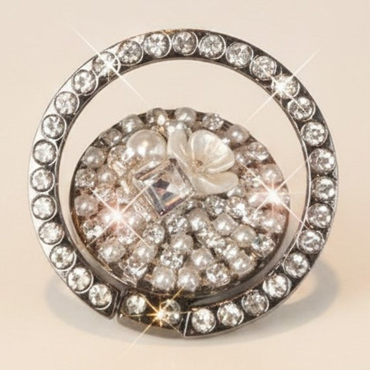 Sparkling Crystal Pearl Phone Ring Stand – tech (view 1)