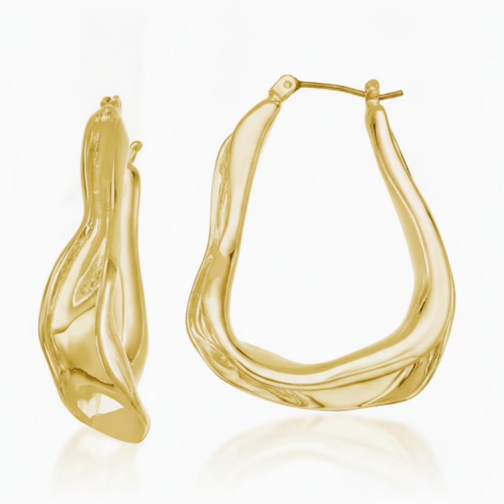 Twisted Textured Hoop Earrings - Gold