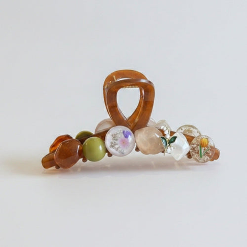 Amber Hair Claw With Floral Resin Spheres – hair accessories (view 1)