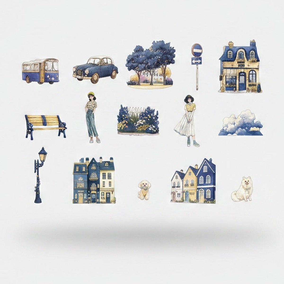 Indigo Town Aesthetic Sticker Sheet Set – stationery (view 1)
