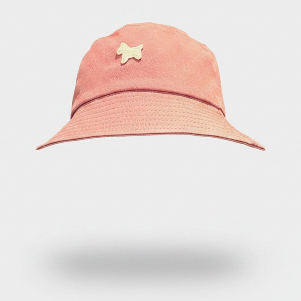 Coral Bucket Hat With Dog Motif Charm – apparel accessories (view 1)