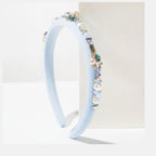 Pearl Beaded Rhinestone Headband - Blue – hair accessories (view 1)