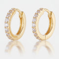 Mini Rhinestone Huggie Hoop Earrings - Gold