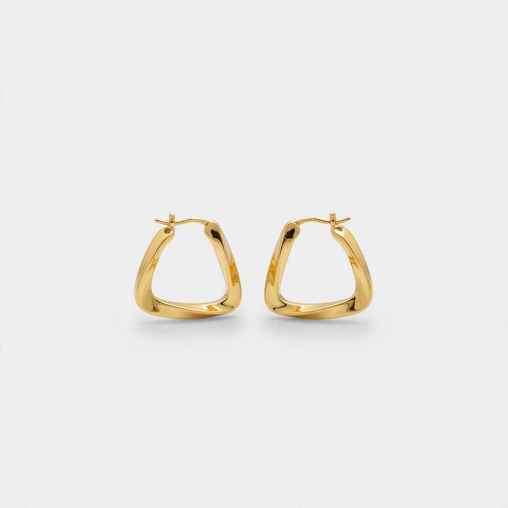 Chunky Gold Trapezoid Hoop Earrings Gold