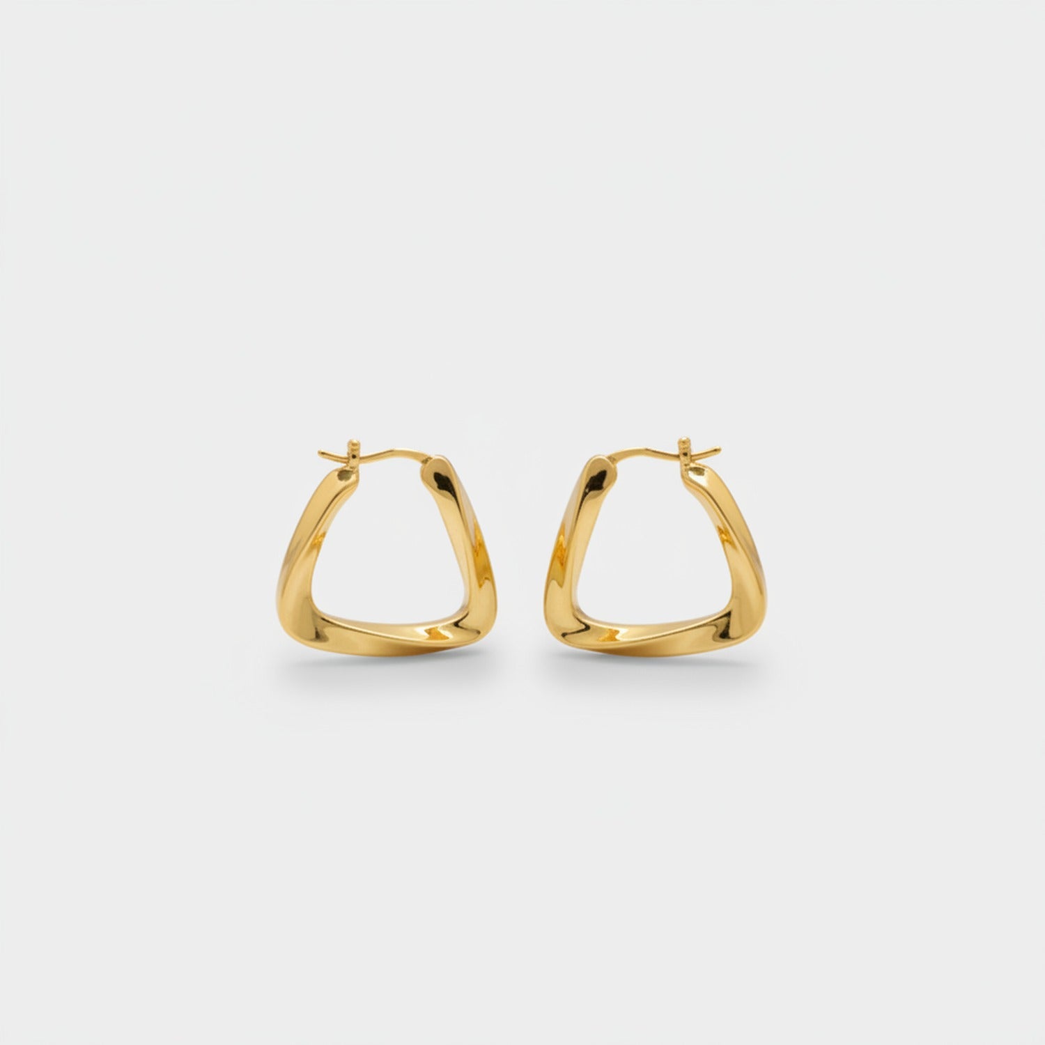 Chunky Gold Trapezoid Hoop Earrings Gold