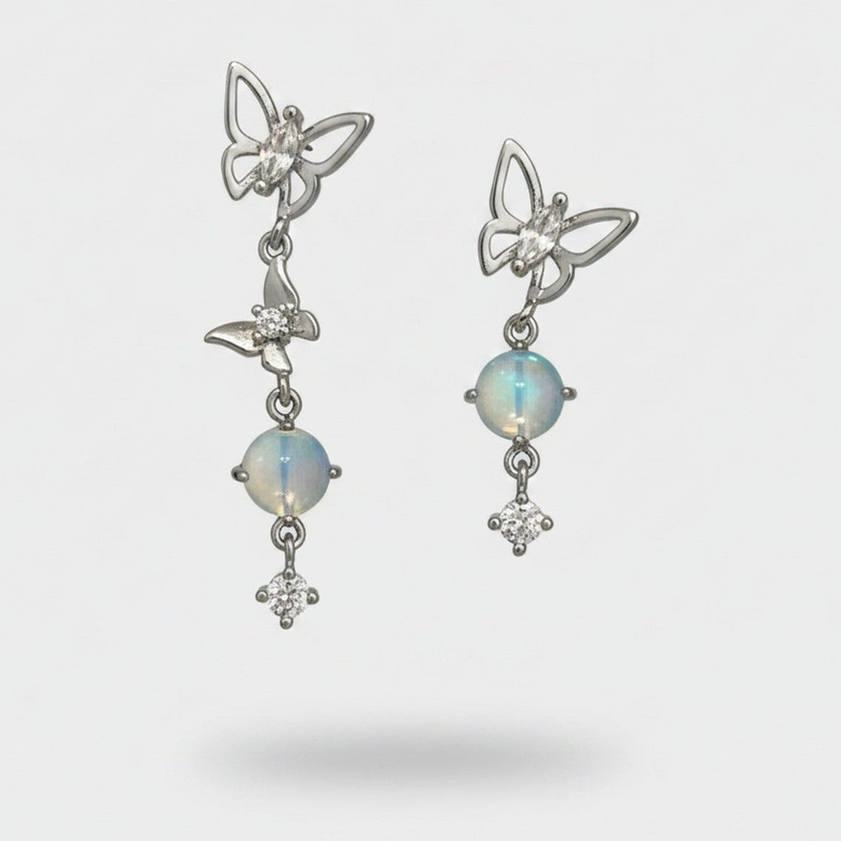 Butterfly Opal Stone Rhinestone Dangle Earrings – jewelry (view 1)