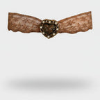 Lace Heart Beaded Bow Hair Clip Brown – jewelry (view 1)