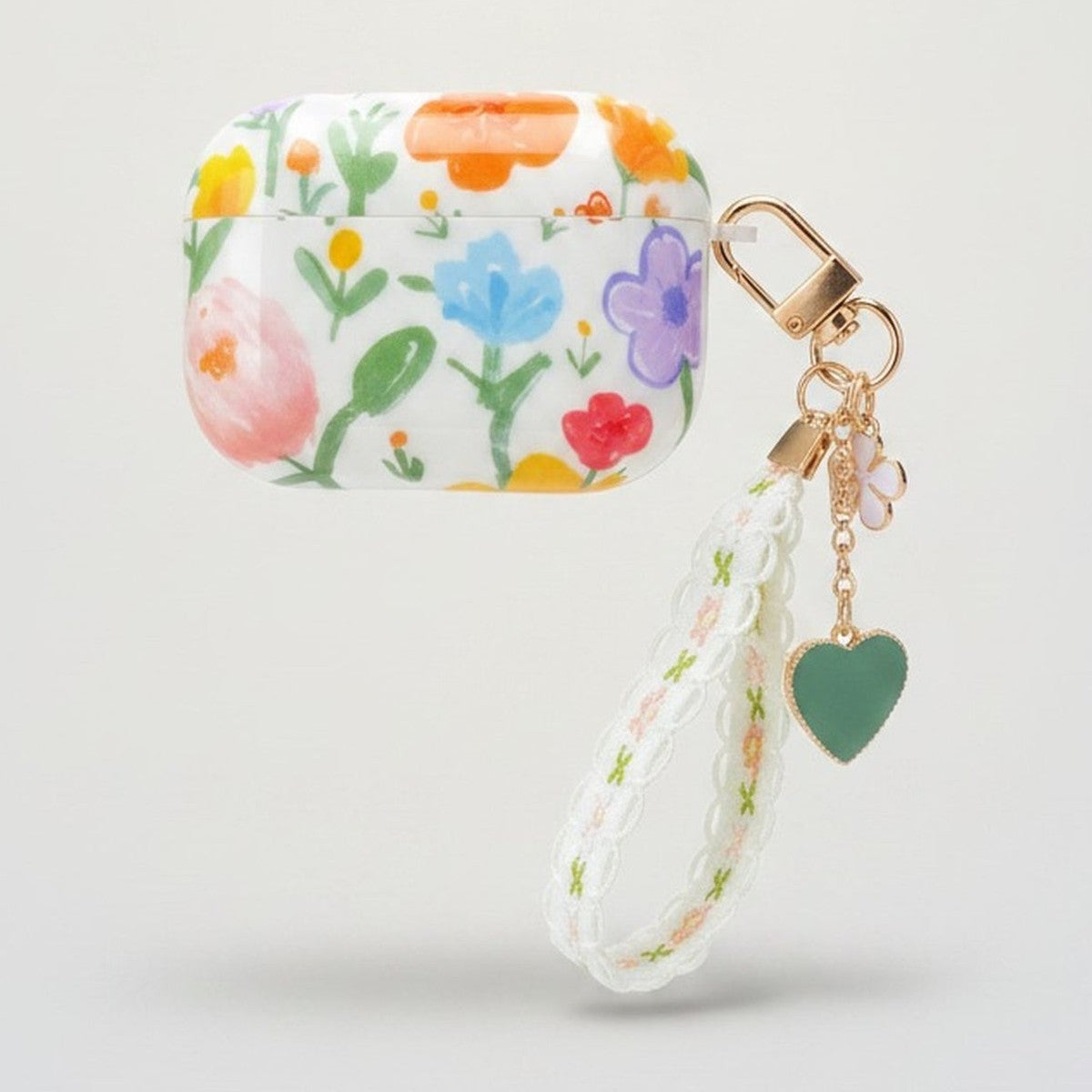 Colored Floral Print AirPods Pro Case and Charm – tech (view 1)