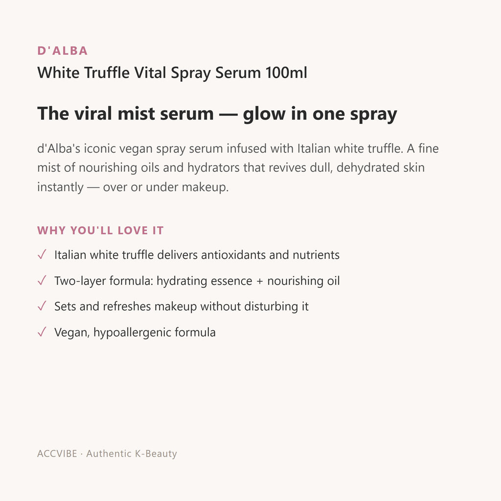 d'Alba White Truffle Vital Spray Serum 100ml – Korean serum/ampoule (view 1)