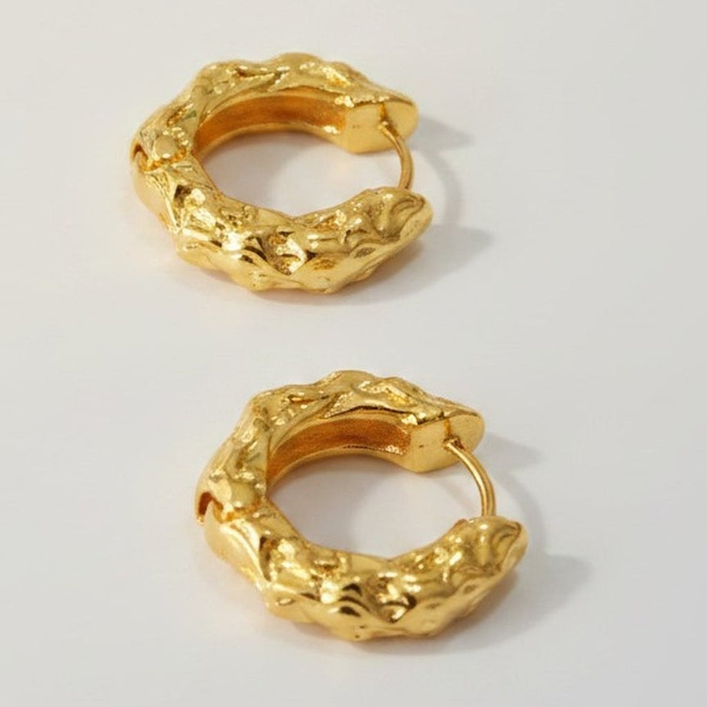Chunky Irregular Textured Hoop Earrings – jewelry (view 1)