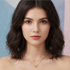 Layered Pearl Bow Necklace - Gold