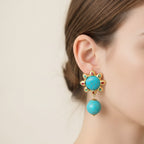 Turquoise Sunburst Drop Earrings Turquoise