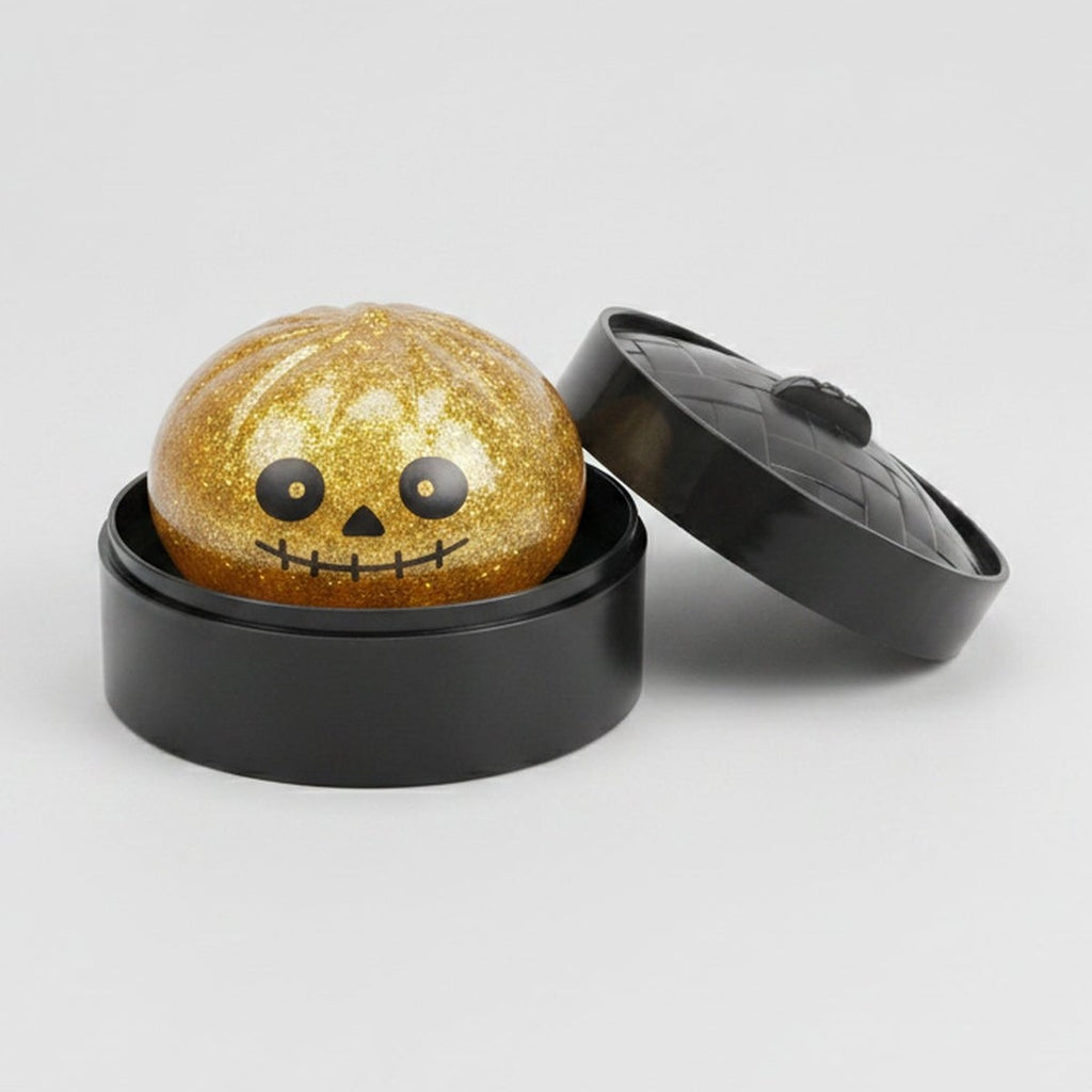 Spooky Dimple Squishy with Bamboo Steamer - Gold Skull