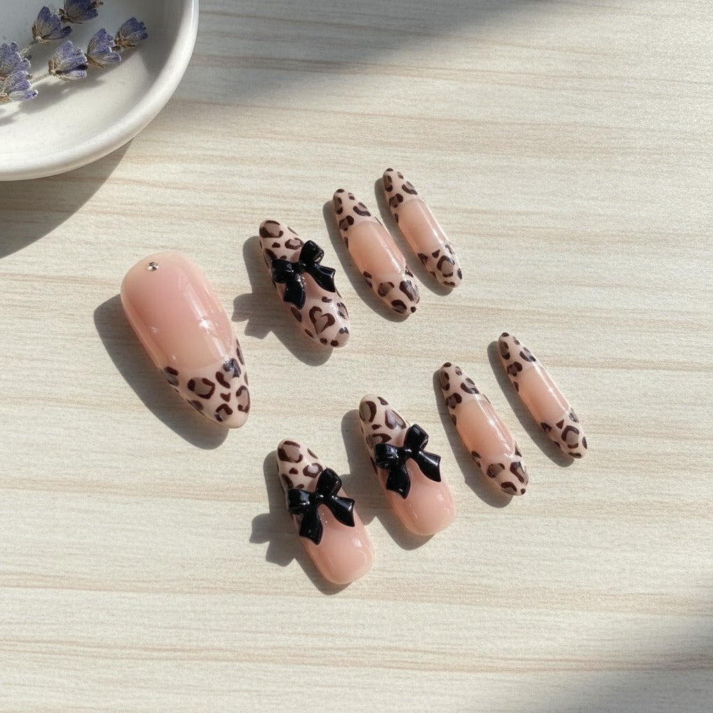 Leopard Bow Press-On Nails - Type 5