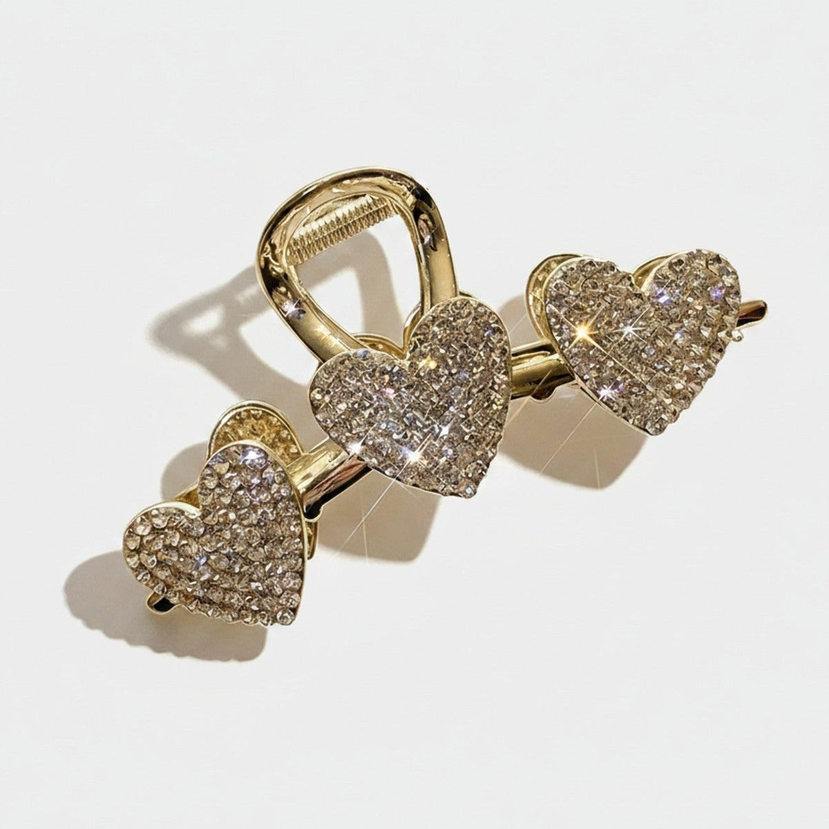 Gold Rhinestone Heart Hair Claw Clip – hair accessories (view 1)