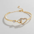 Heart Rhinestone Bangle Bracelet - Bracelet Gold – jewelry (view 1)