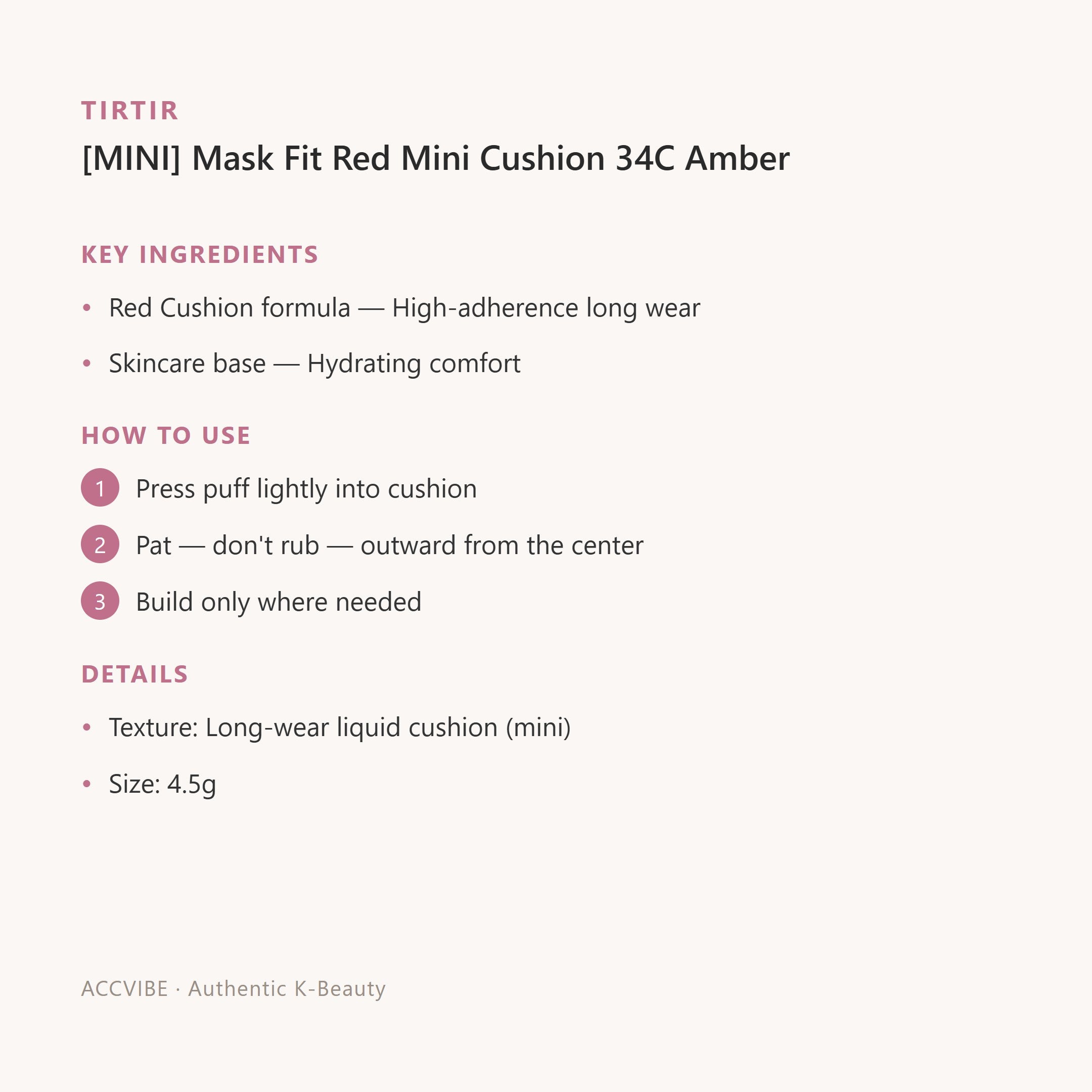 [MINI] Mask Fit Red Mini Cushion 34C Amber