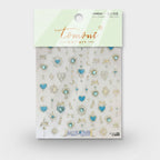 Blue Heart Gold Star Nail Art Stickers – Korean nail care (view 1)