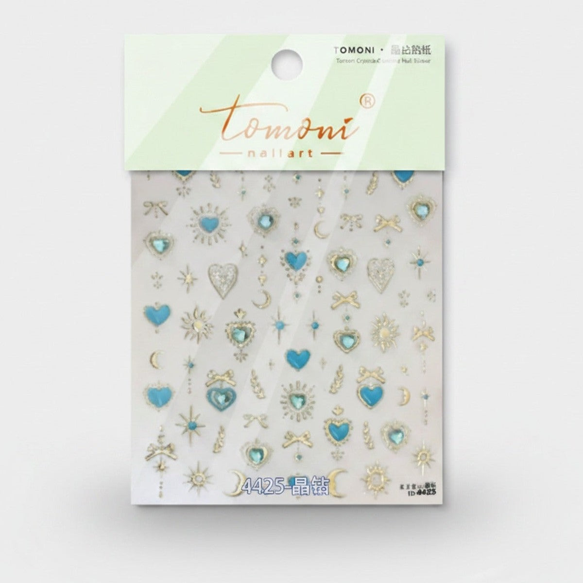 Blue Heart Gold Star Nail Art Stickers – Korean nail care (view 1)