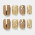 Metallic Glitter Press-On Nail Set - Gold Chrome & Glitter