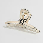 Rhinestone Bow Hair Claw Clip - Beige Medium 11cm – hair accessories (view 1)