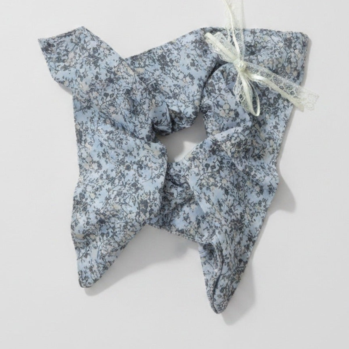 Butterfly Hair Bow Scrunchie Blue Floral – hair accessories (view 1)