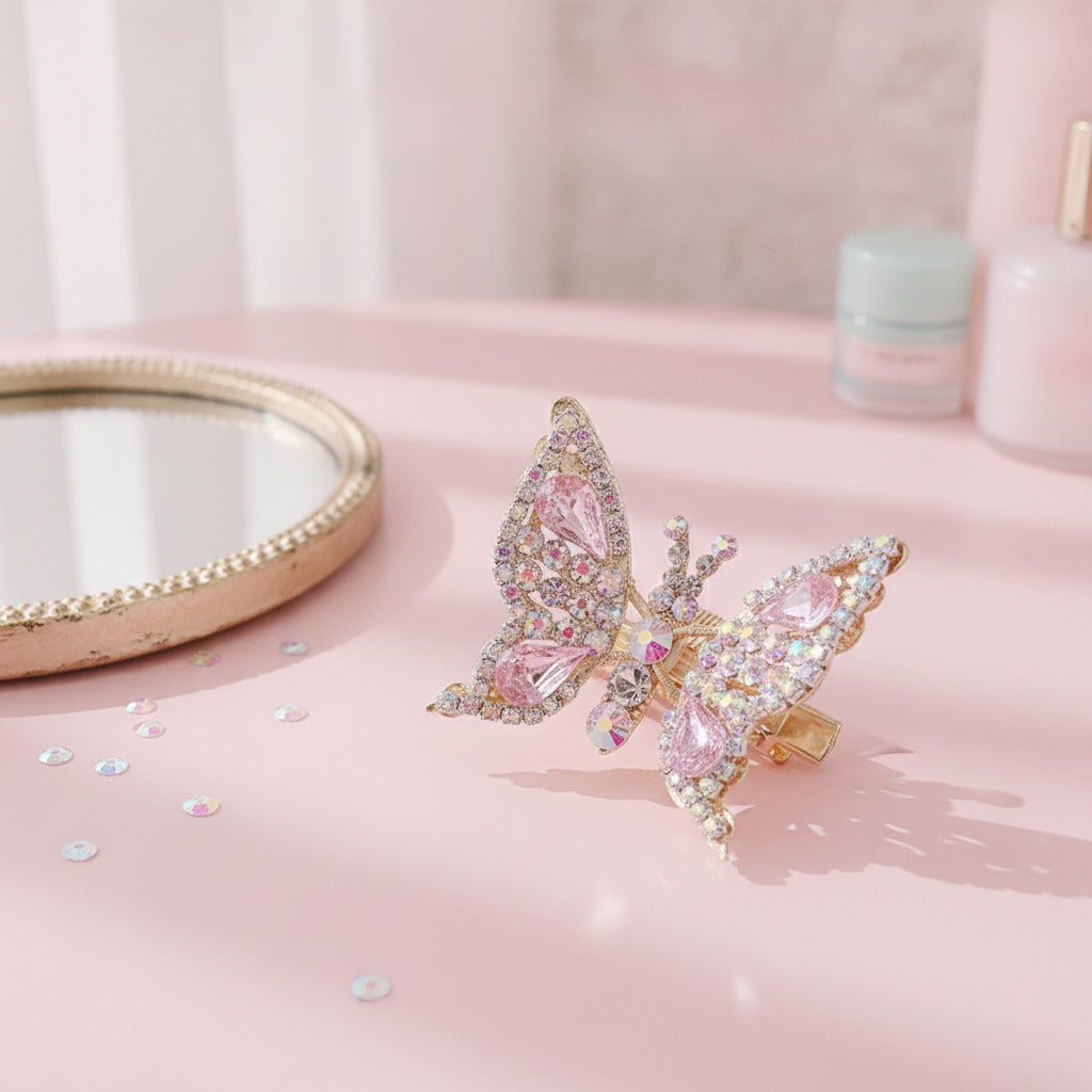 Butterfly Sparkle Hair Claw - Pink