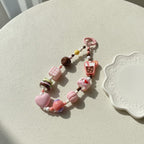 Boba Beaded Charm Keychain - Rose Red