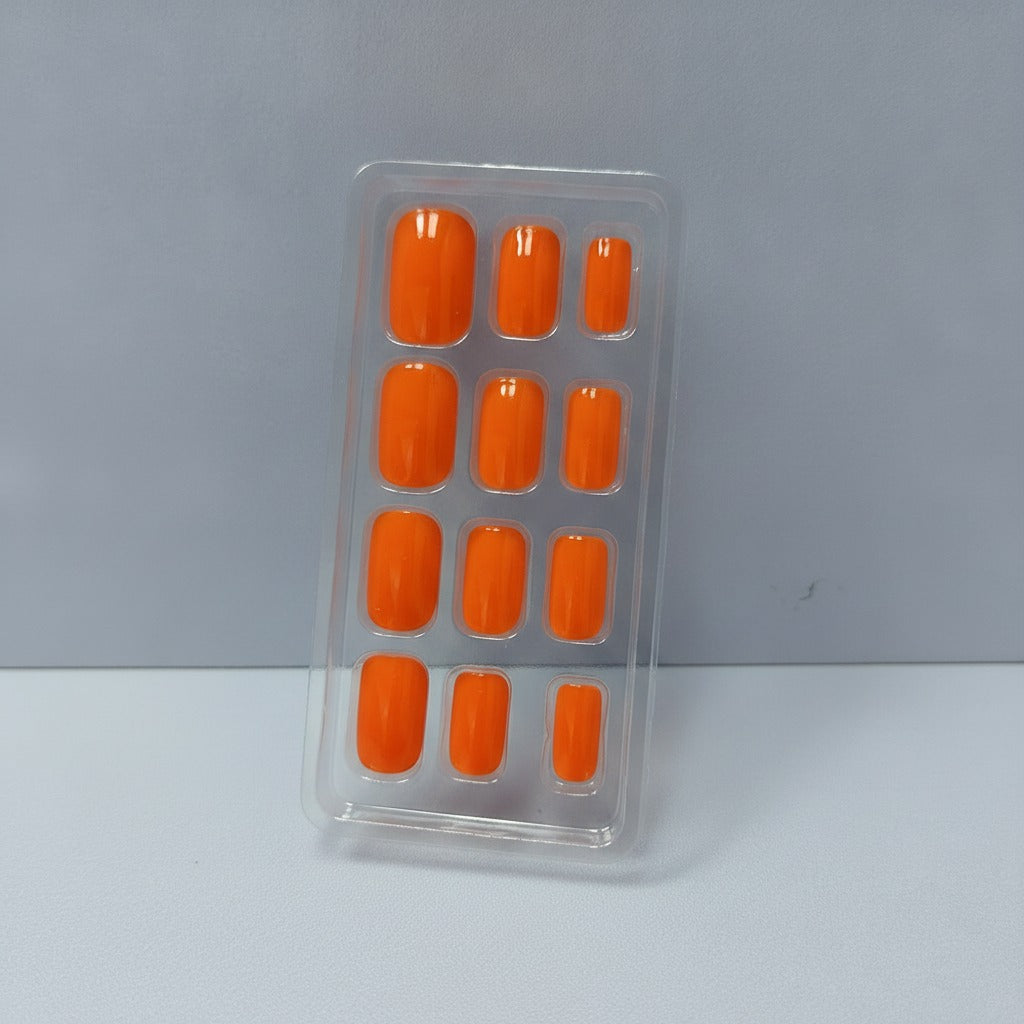 Press-On Nail Set - Bright Orange
