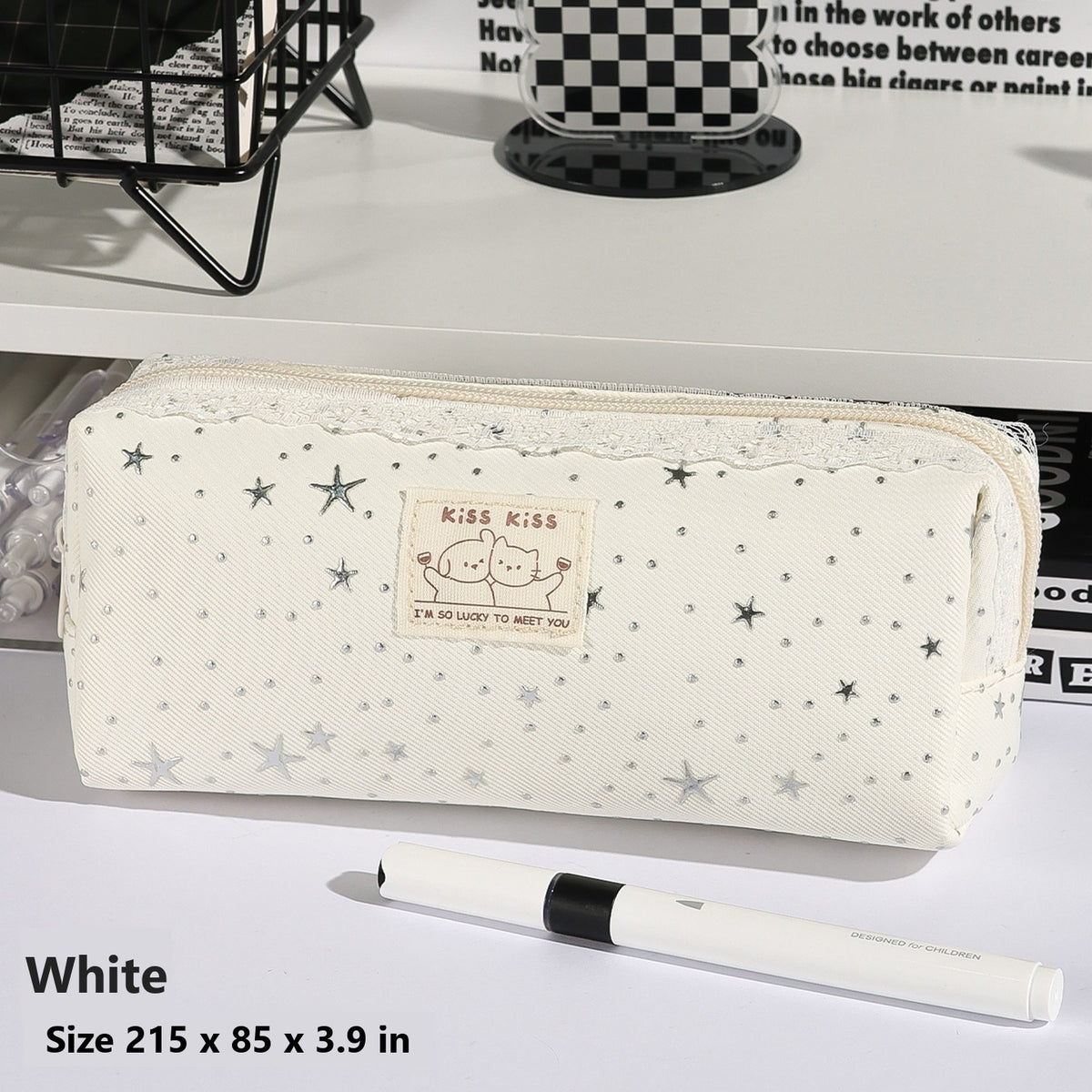 Star-shaped large capacity pencil case - Beige