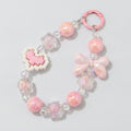Iridescent Beaded Charm Keychain - Pink