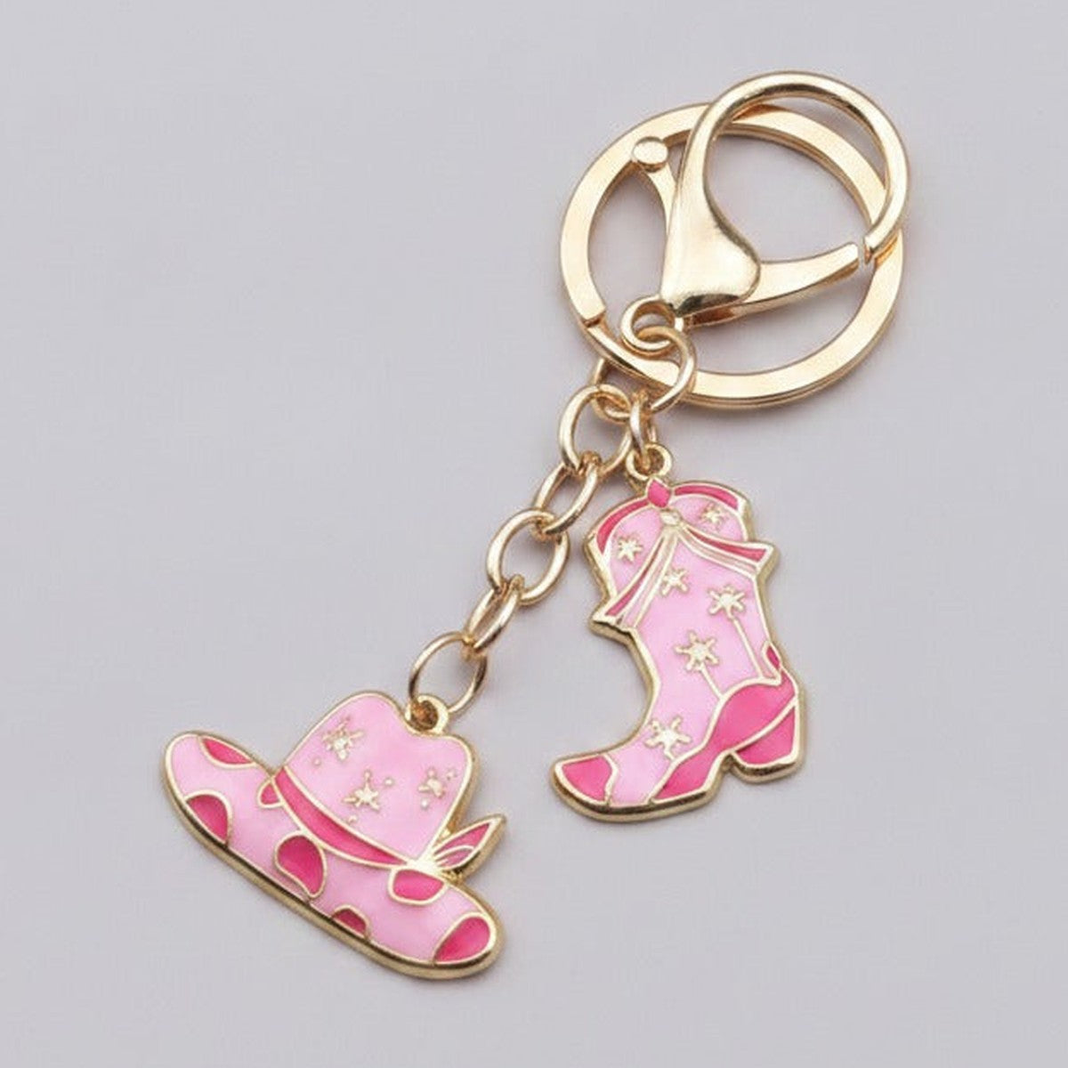 Western Charm Keychain Set - Cowboy Boots, Pink