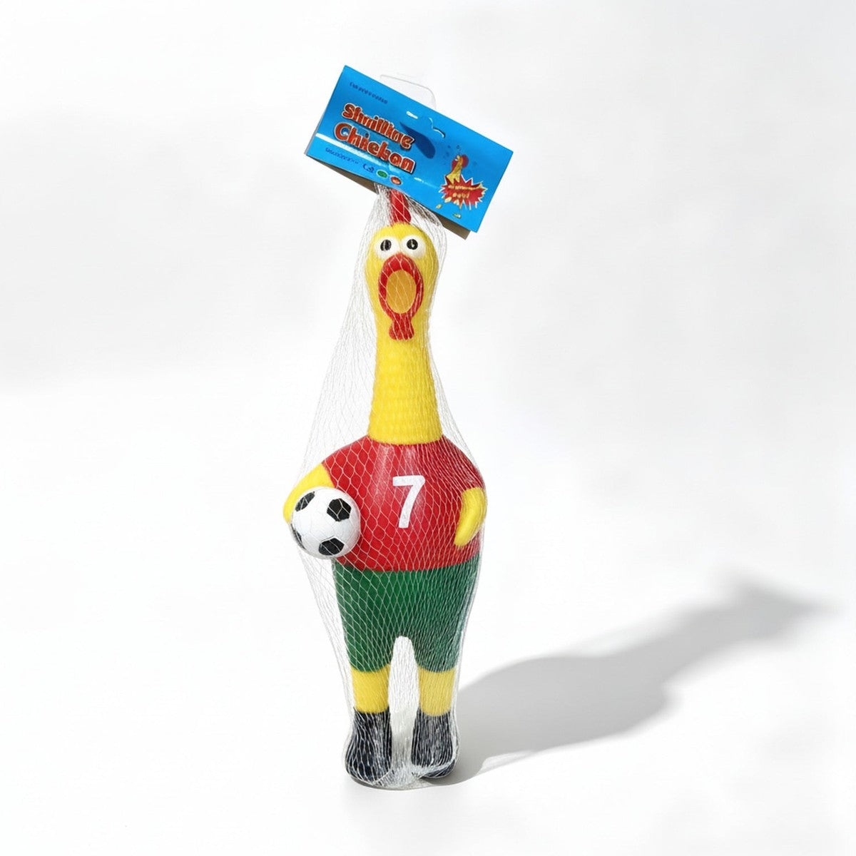World Cup Soccer Fan Screaming Chicken Squeeze Toy - Red