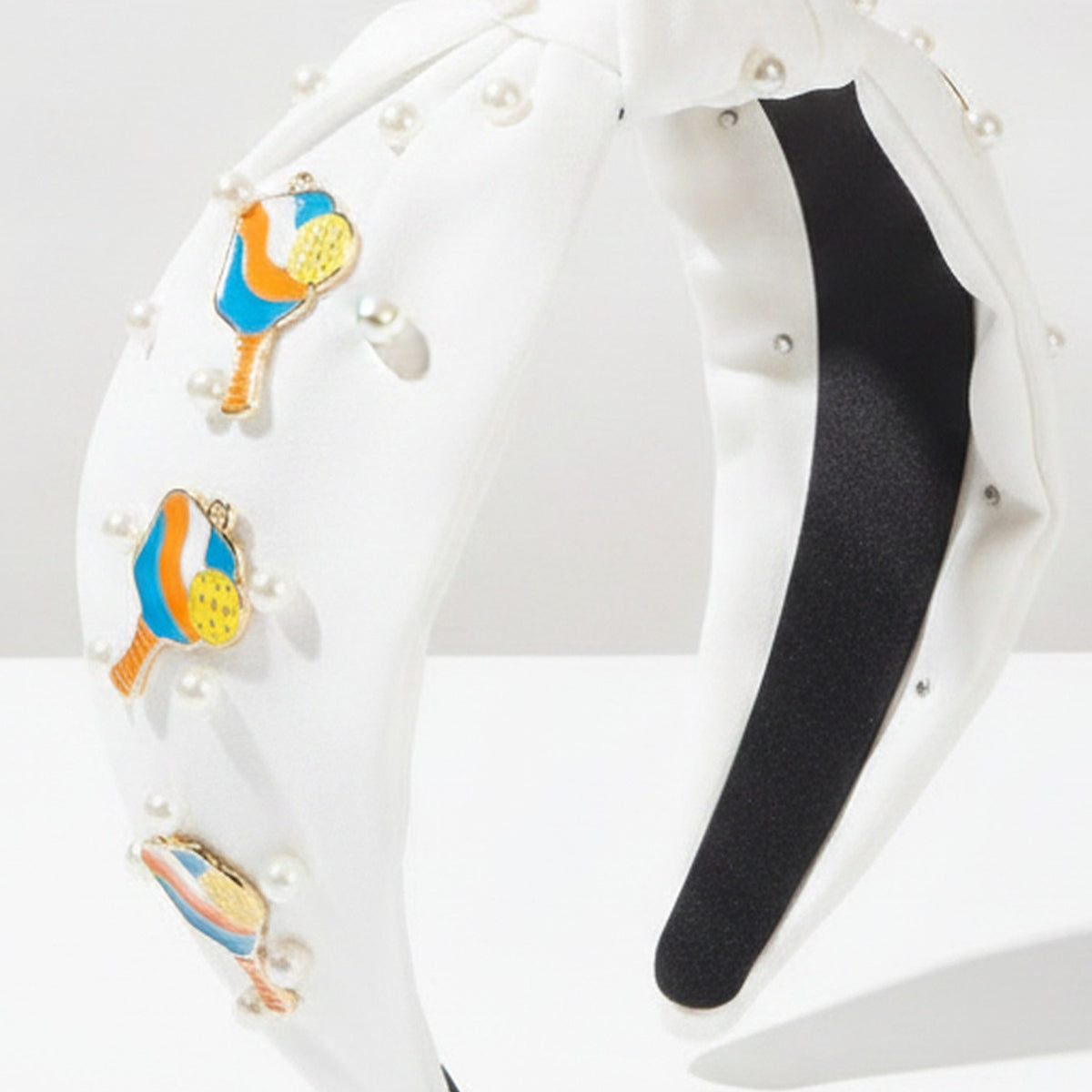 White Pearl Padded Headband With Beach Ball Charms – hair accessories (view 1)