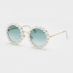 Pearl Beaded Round Gradient Sunglasses - B06#5565 Dream Circle Gradient Green – eyewear (view 1)