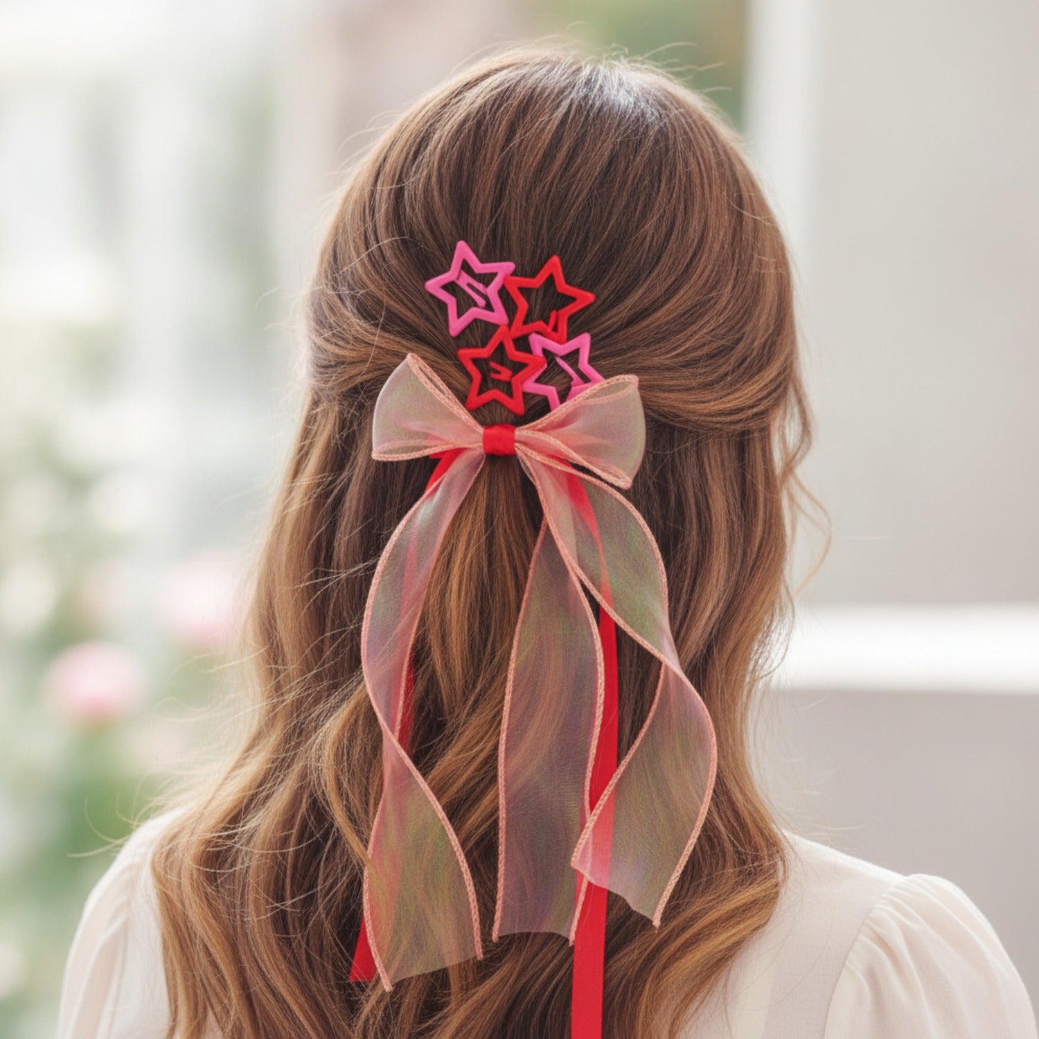 Star Charm Ballet Ponytail Clip Set Red