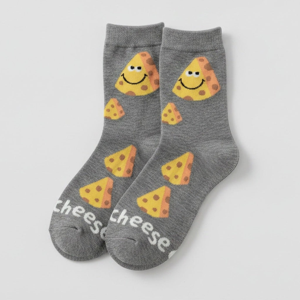 Gray Cheese Pattern Crew Socks – apparel accessories (view 1)