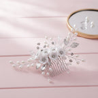 Pearl Flower Hair Comb Set - White Pearl
