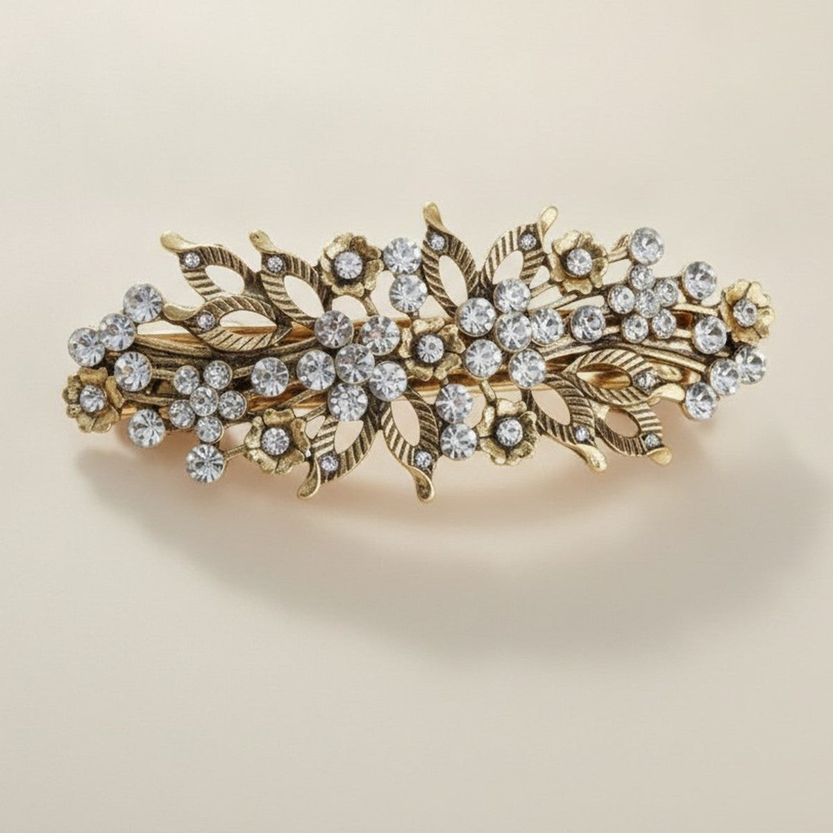 Elegant Floral Rhinestone Hair Barrette – hair accessories (view 1)
