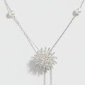Starburst Pearl Lariat Necklace - Silver