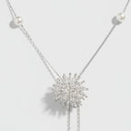 Starburst Pearl Lariat Necklace - Silver